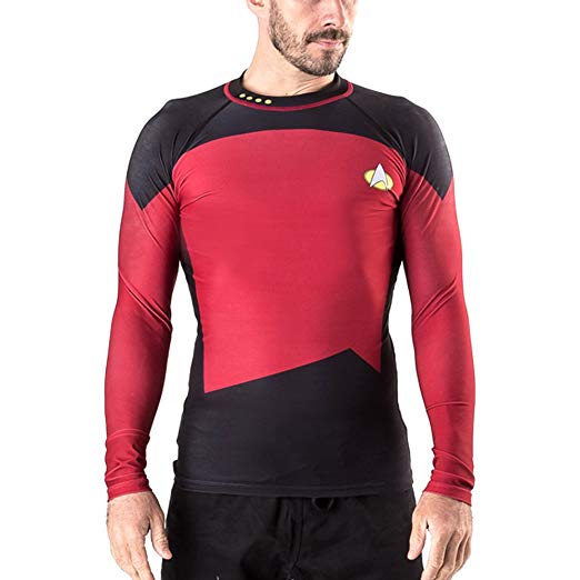 Fusion Fight Gear Star Trek The Next Generation Red/Command BJJ Rash Guard Compression Shirt