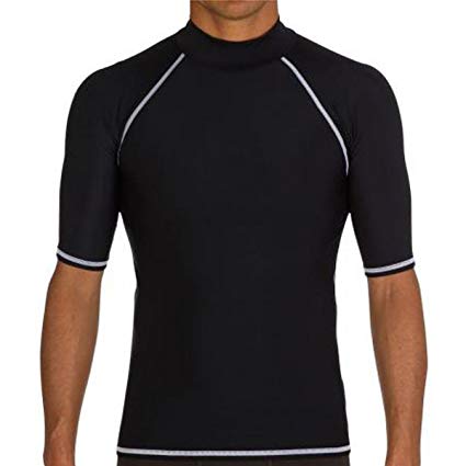 Aisi Men's UV Sun Protection Wetsuits Top Basic Skins Short Sleeve Rash Guard Surf T-Shirt