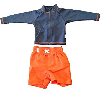 Hard Working Man - Baby UV Sun Protective Rash Guard Swimsuit Set by SwimZip Swimwear